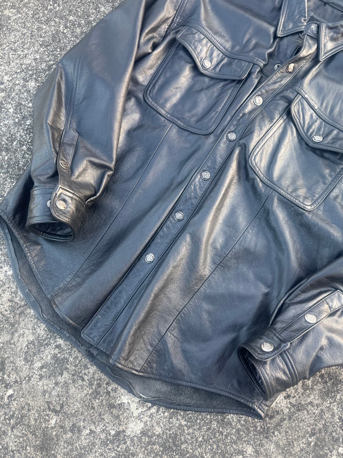 90s 빈티지 할리데이비슨 가죽 레더 셔츠 자켓 XL 상품이미지5