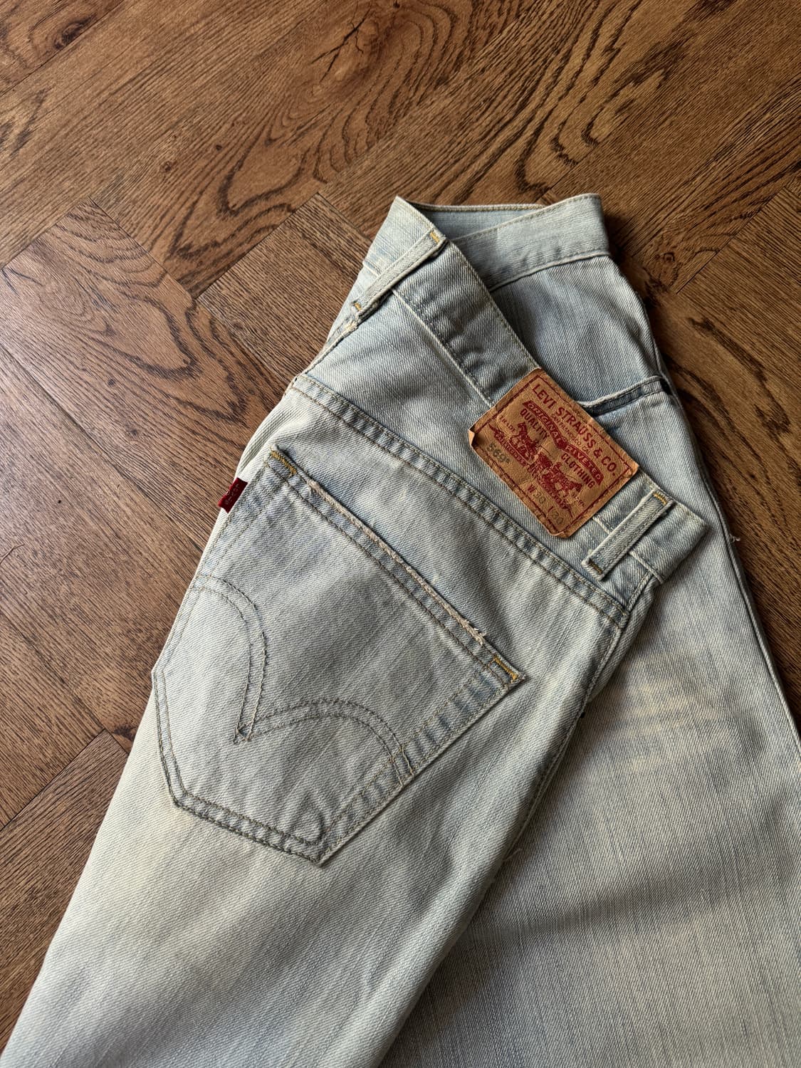 [30]00's 리바이스 569 멕시코제 라이트블루 워싱 와이드 데님팬츠 상품이미지4