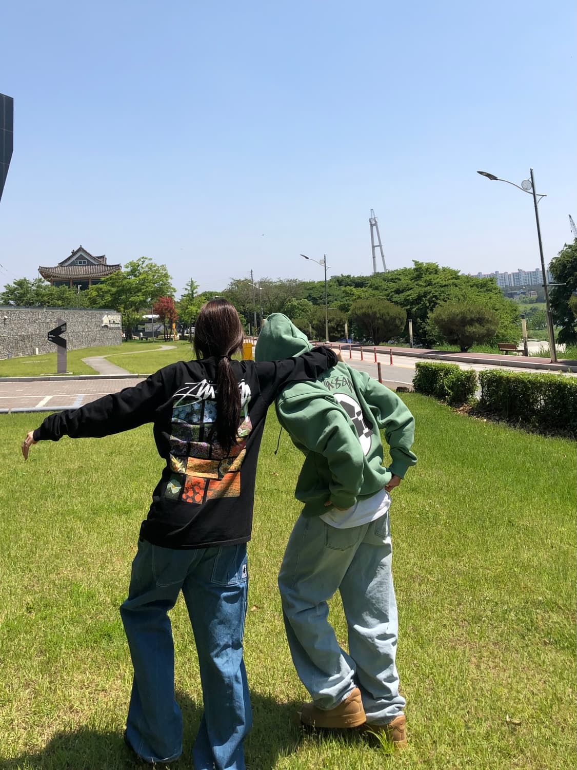 스투시 스케이트맨 후드 그린 L 상품이미지2