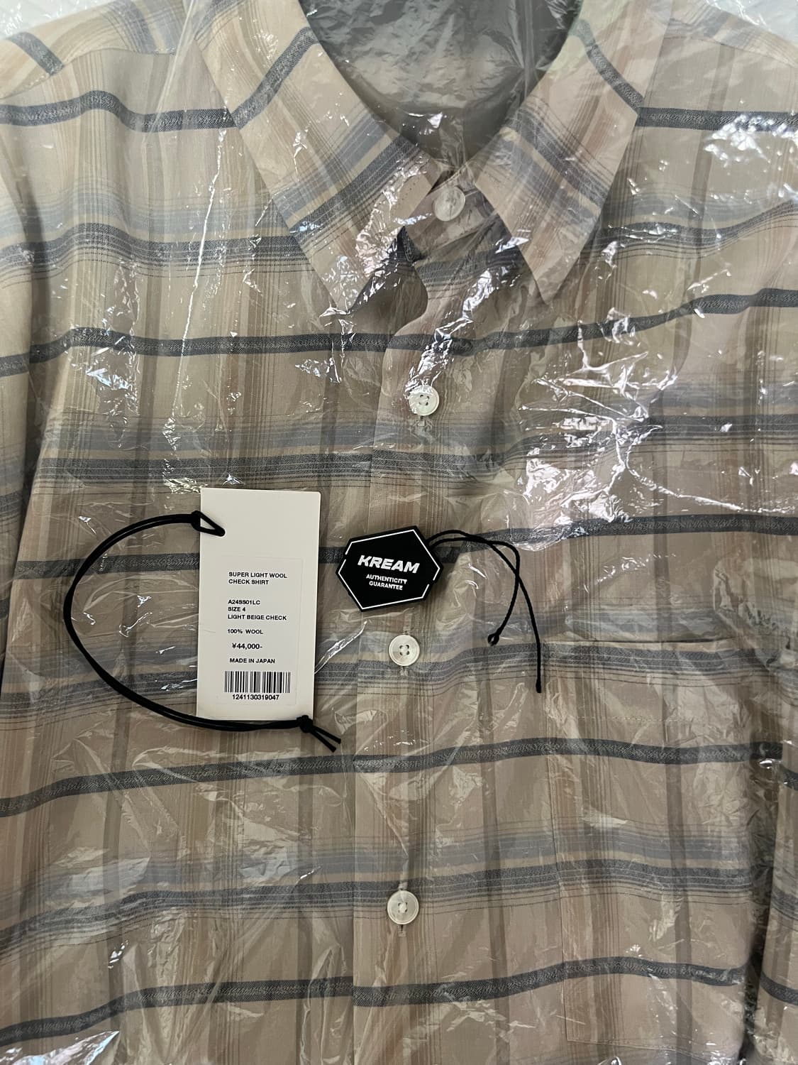 오라리 슈퍼 라이트 울 체크 셔츠 라이트 베이지 4사이즈 상품이미지1
