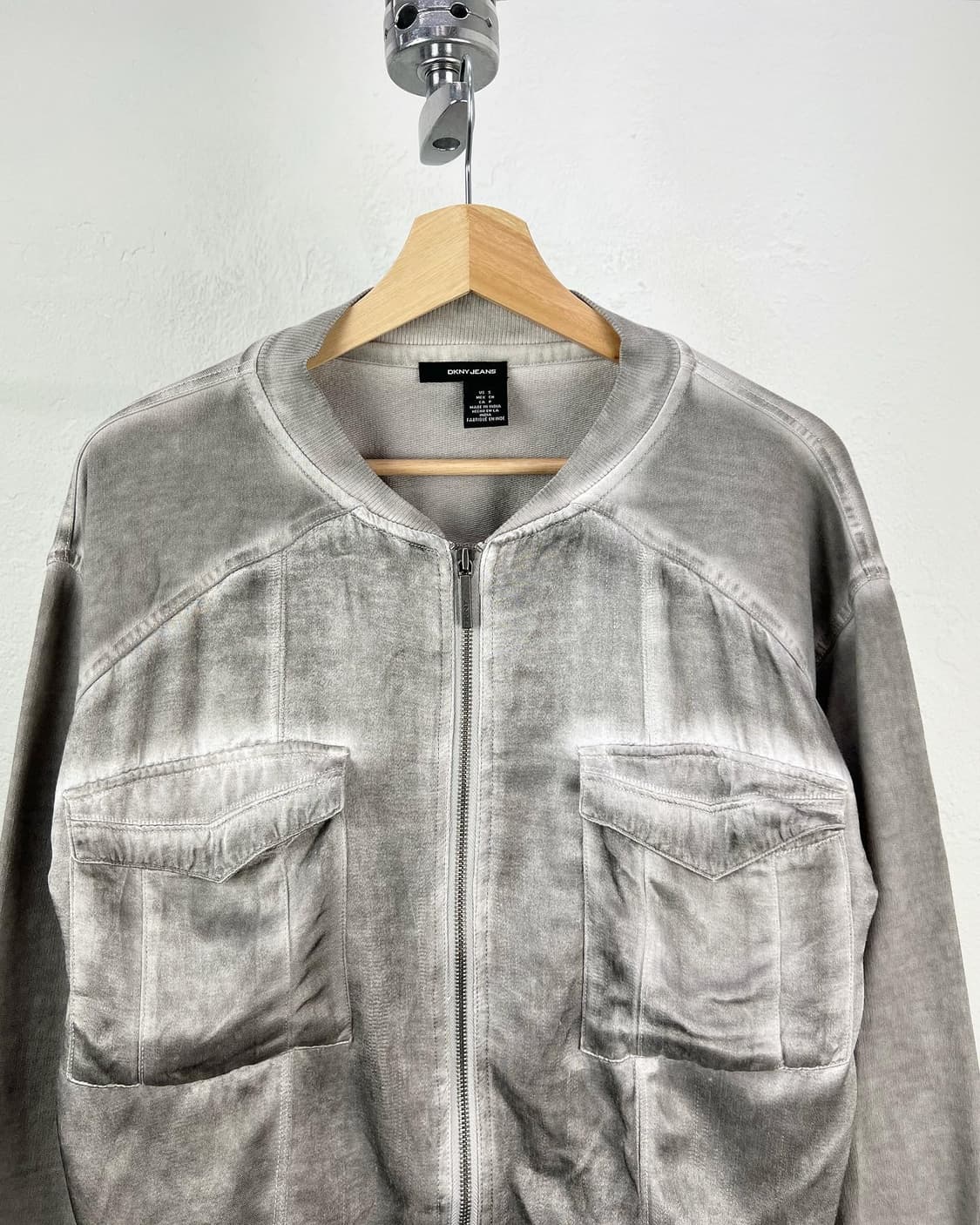 DKNY 그레이 워시드 레이온 코튼 블루종 자켓  상품이미지4