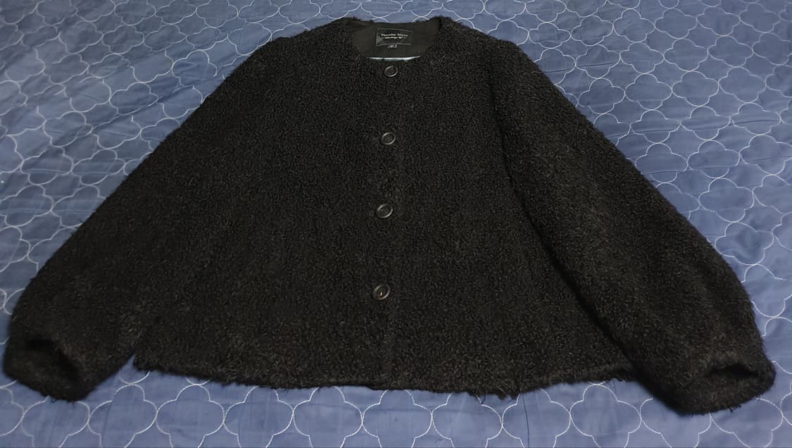 (23s) 써스데이아일랜드 링구소재 볼륨소매 카라리스 자켓 블랙(S) 상품이미지2