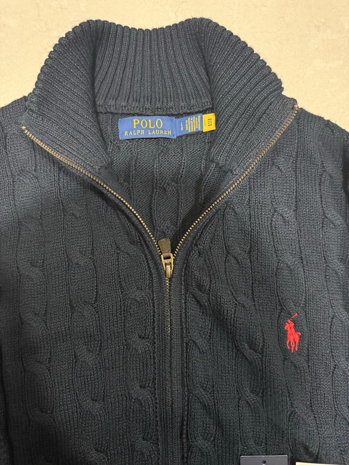 [당일출고,L]25년 신형 폴로 케이블 네이비 니트 집업 상품이미지2