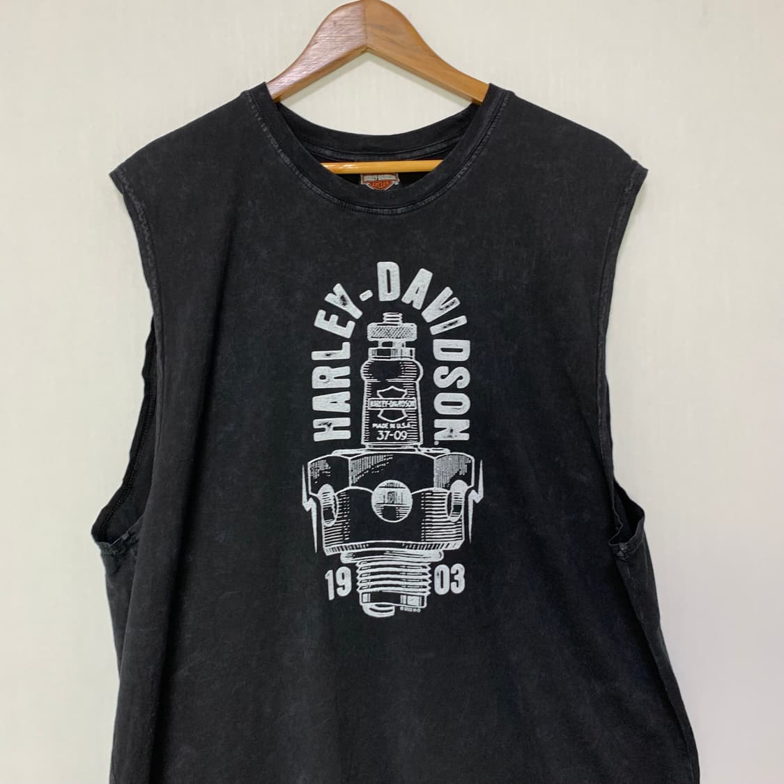 할리데이비슨 빈티지 프린팅 슬리브리스 나시 차콜 XL 남녀공용 상품이미지2