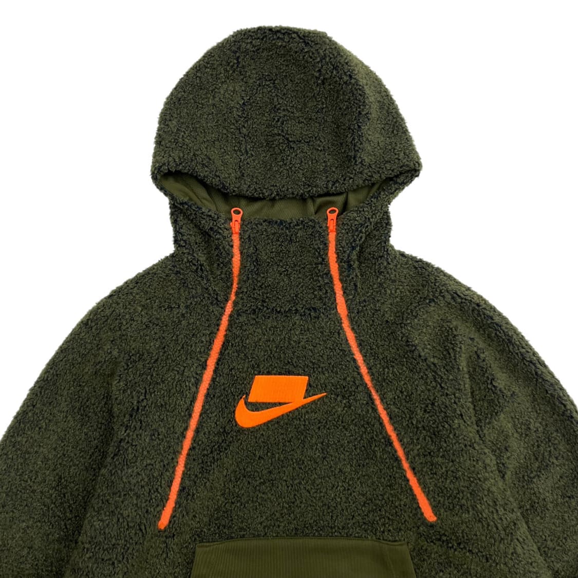나이키 오렌지 모자이크로고 카키 플리스 후드 S 상품이미지4