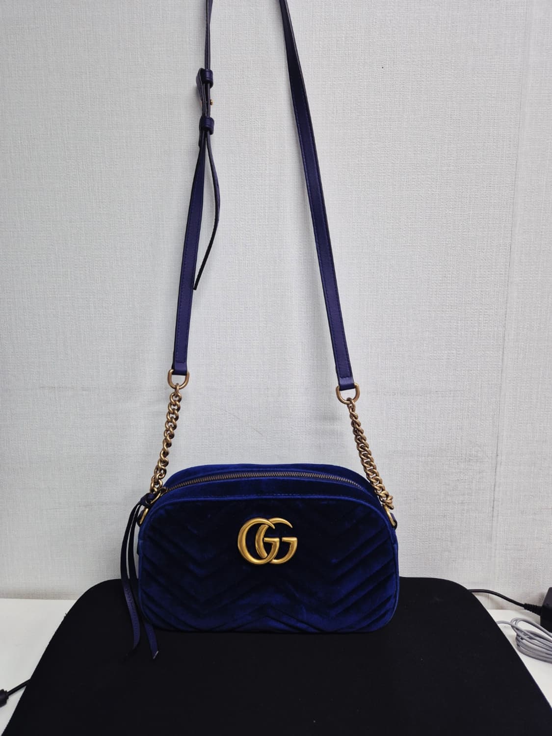 구찌 마몽 벨벳 카메라백 블루 상품이미지2