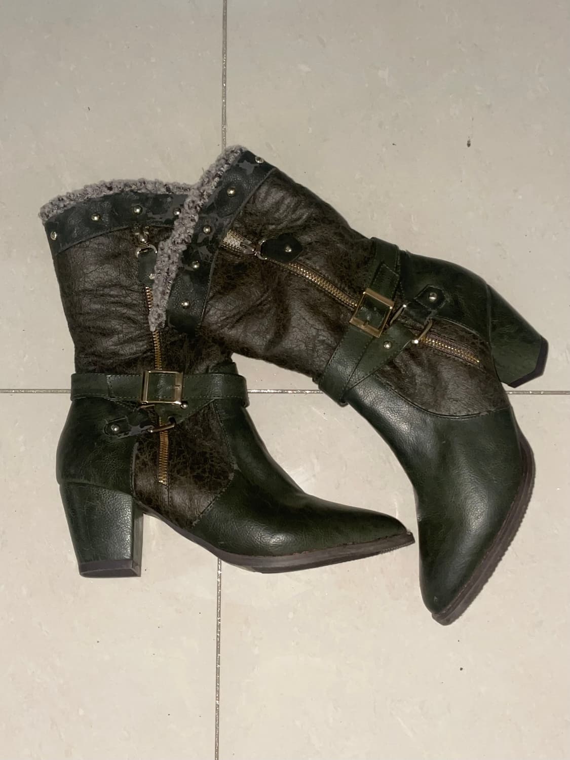 빈티지 가죽 버클 부츠 상품이미지1