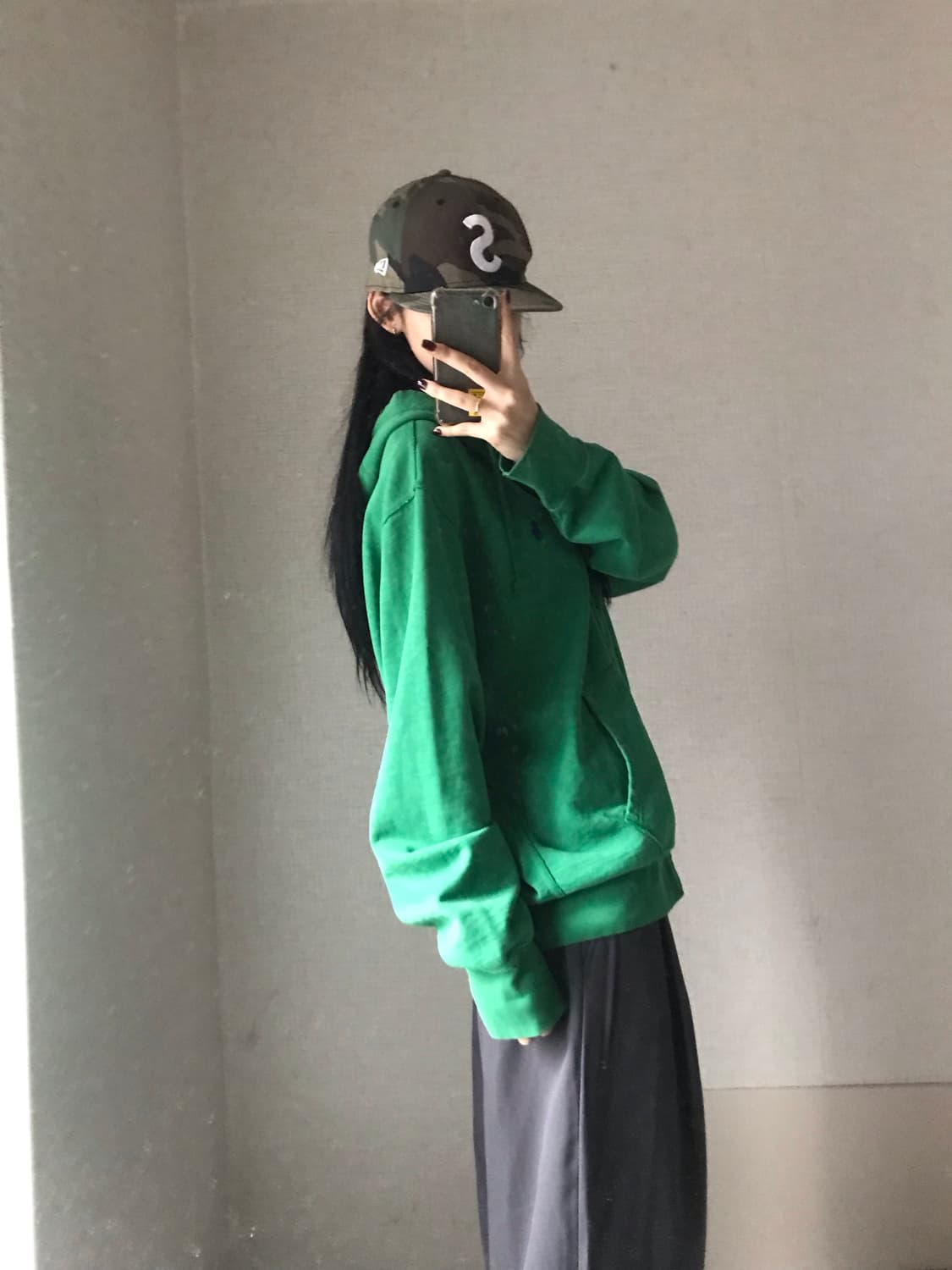 폴로 그린 오버핏 후드집업 상품이미지5