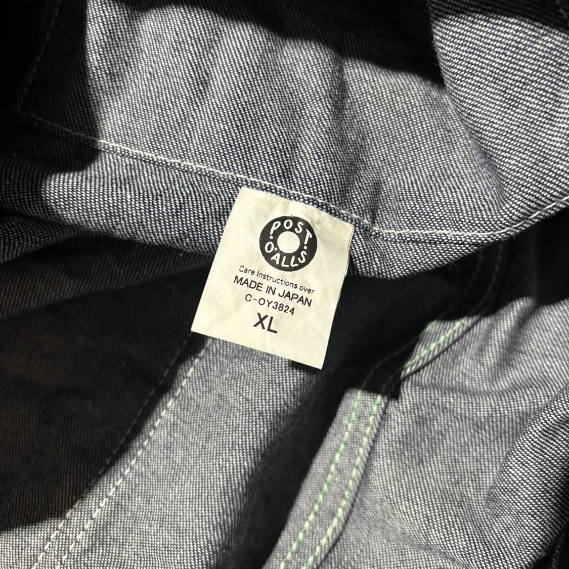 Post overalls 인디고 데님 페이드 초어 워크 자켓 상품이미지5