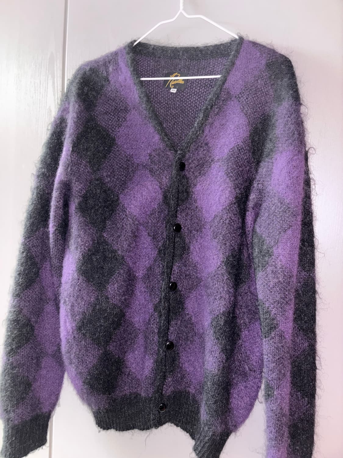 Needles 니들스 모헤어 아가일 퍼플x블랙 가디건 XS 상품이미지1