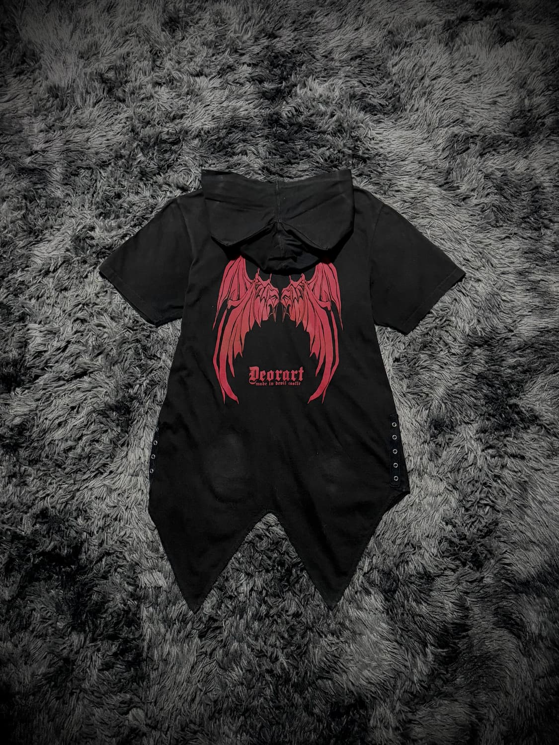 Deorart 레드 데빌 프린팅 블랙 후드집업 상품이미지1