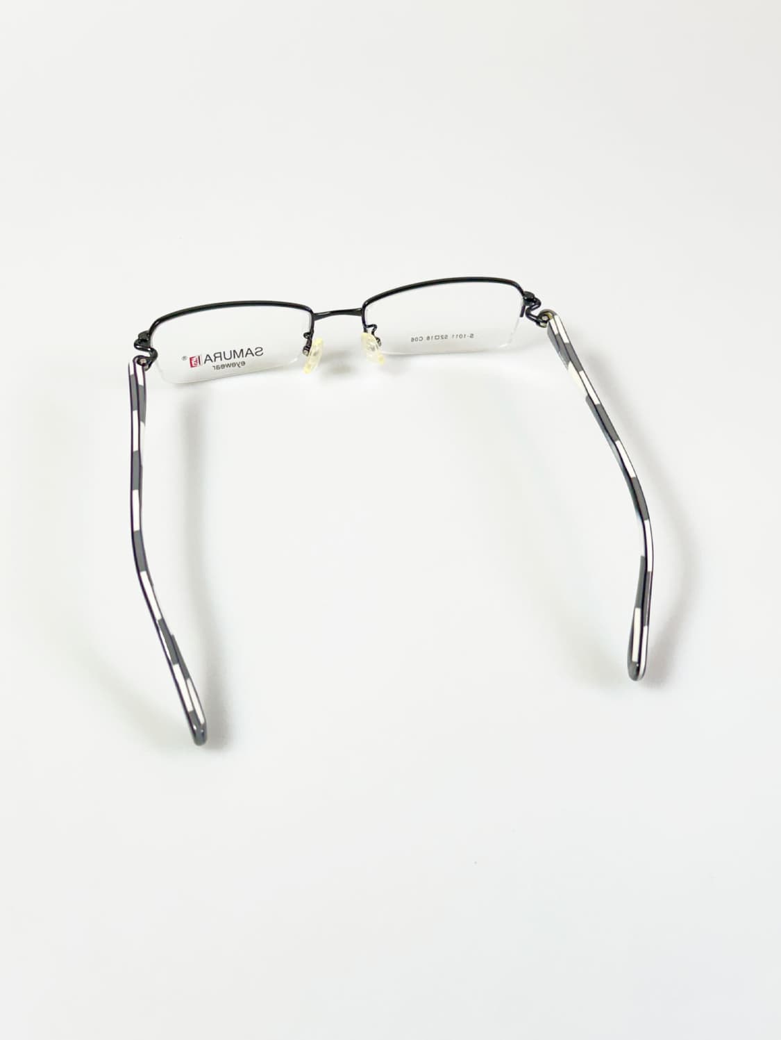 SAMURAI EYEWEAR 블랙 반무테 스퀘어 메탈 빈티지 안경 상품이미지5