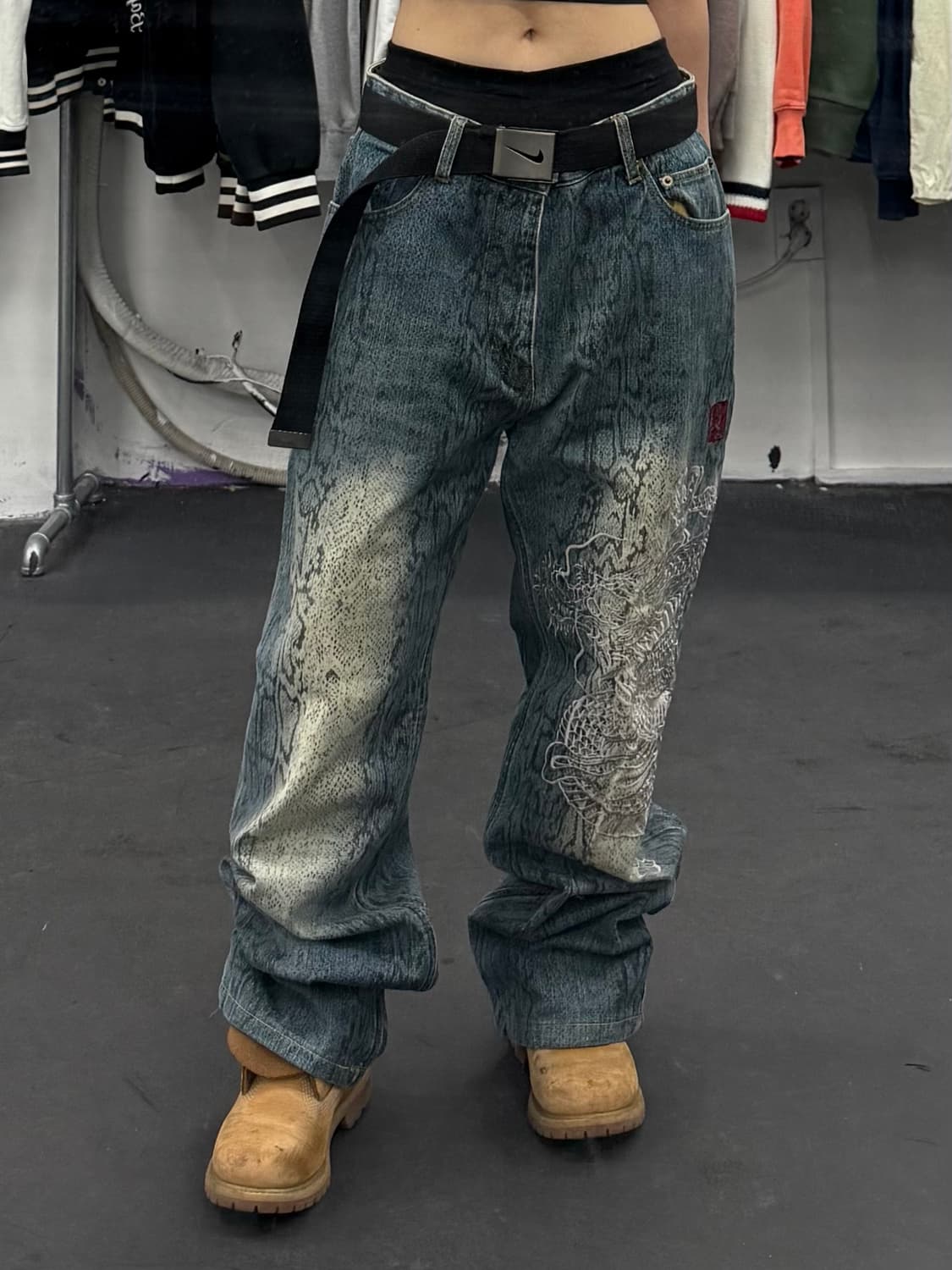 카라쿠리 타마시 오리엔탈 뱀피 데님팬츠 상품이미지2