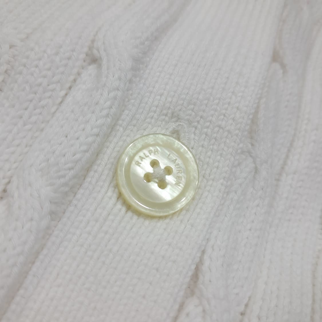 CL863 S 폴로 코튼 케이블 브이넥 화이트 니트 가디건 상품이미지5