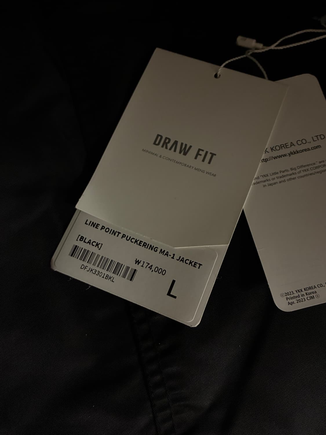 (새상품)(L) 드로우핏 라인 포인트 퍼커링 MA-1 자켓 [BLACK] 상품이미지9