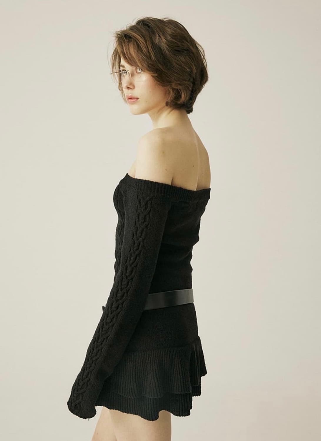 쓰리타임즈 케이블 오프숄더 원피스 상품이미지2