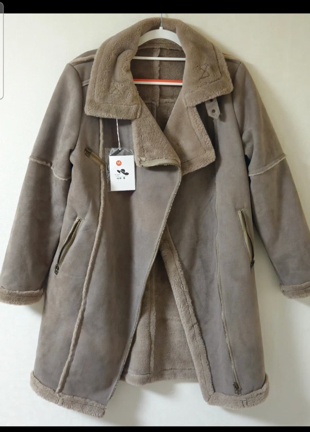 무스탕 롱 코트 M 새상품급 상품이미지1