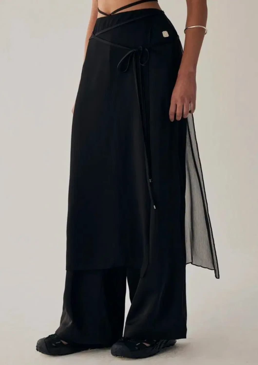 트리밍버드 시스루 랩팬츠 블랙 상품이미지2