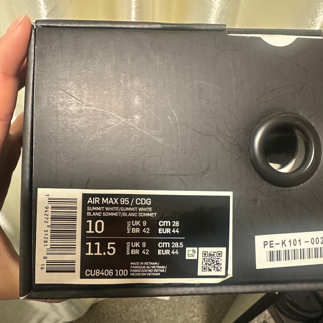 (280) 나이키 꼼데가르송 옴므 플러스 에어맥스 95 화이트 상품이미지5