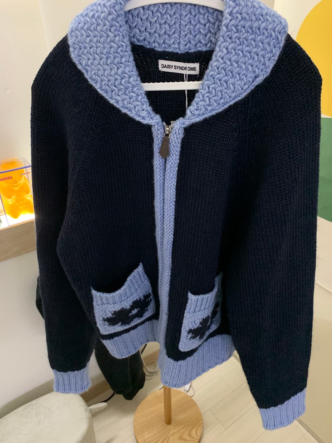 데이지신드롬 코지 울니트집업 네이비 상품이미지4