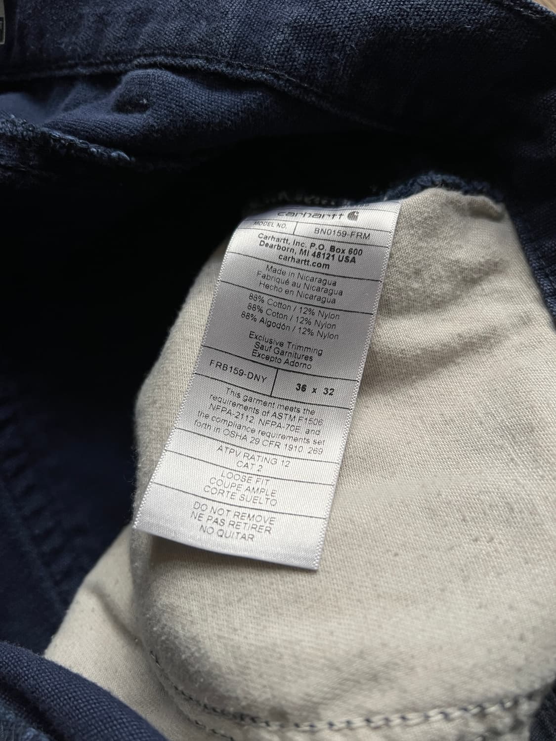 [36]칼하트FR USA 다크네이비 싱글니 워크 팬츠 상품이미지5