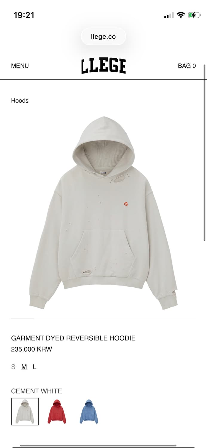 llege GARMENT DYED REVERSIBLE HOODIE 상품이미지1