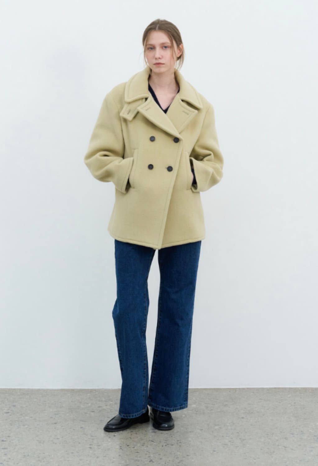 이주미 착용)NOD 캐시미어 울 블렌드 코트 올리브 베이지 상품이미지2