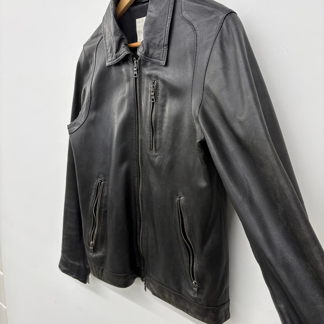 블랙 레더 양가죽 자켓 남성 M 상품이미지3