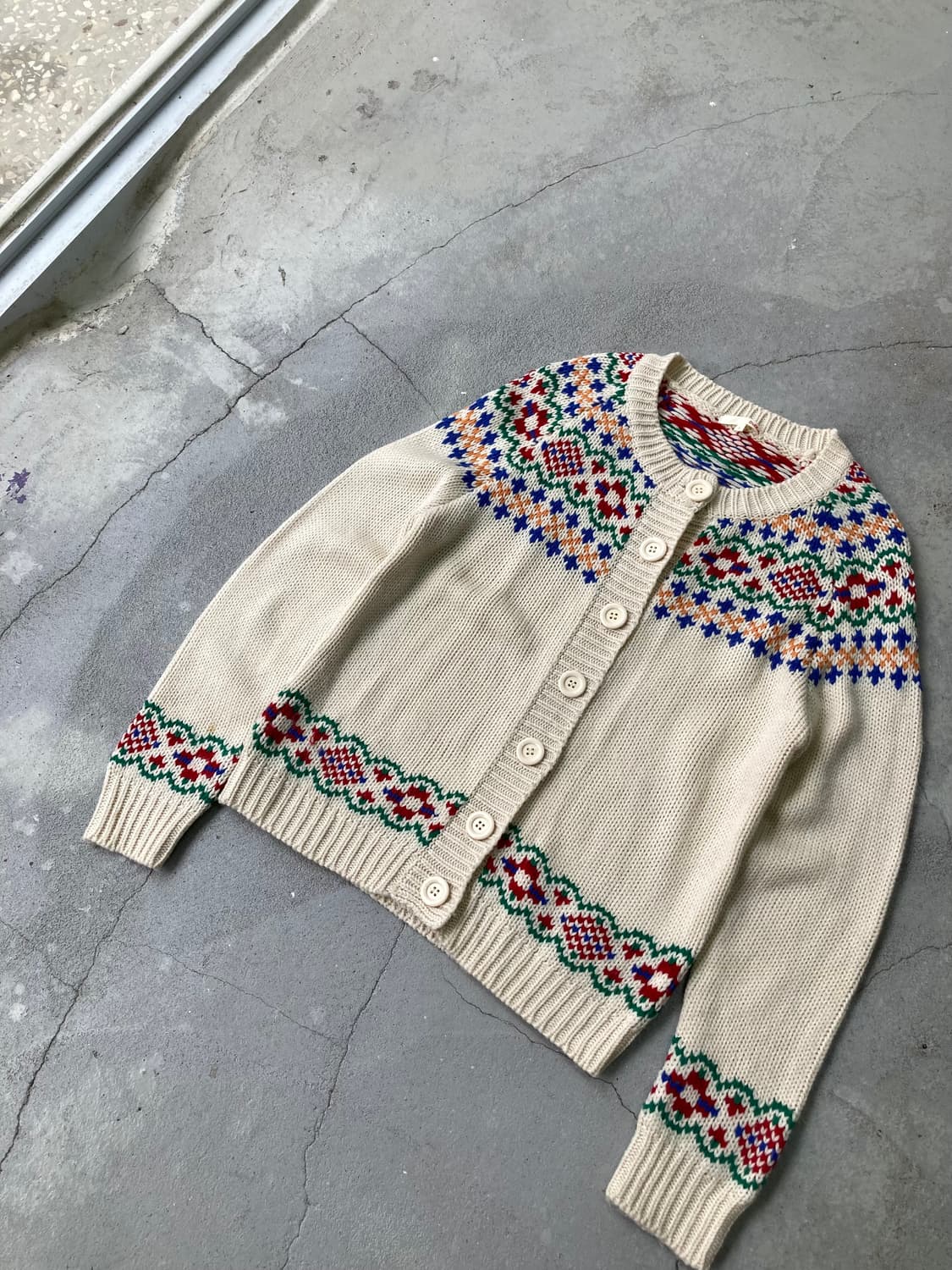  ivory nordic pattern round cardigan 상품이미지4