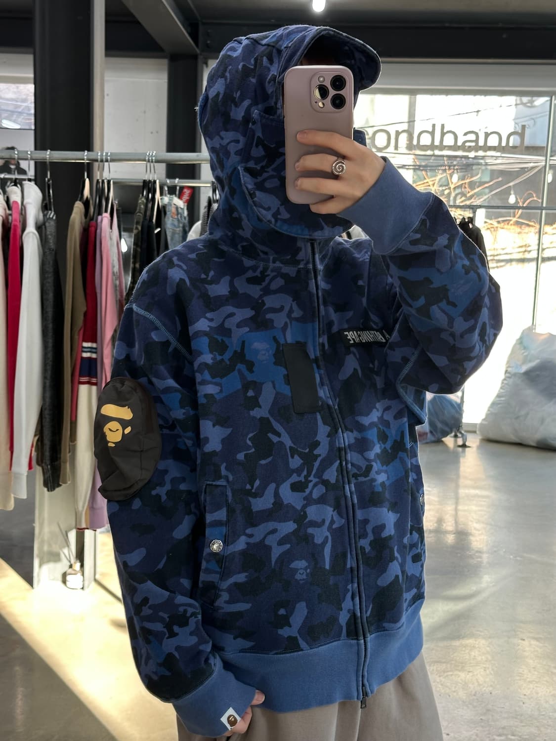 베이프 마스크 샌드카모 밀리터리 릴렉스드핏 풀후드집업 청계 상품이미지1