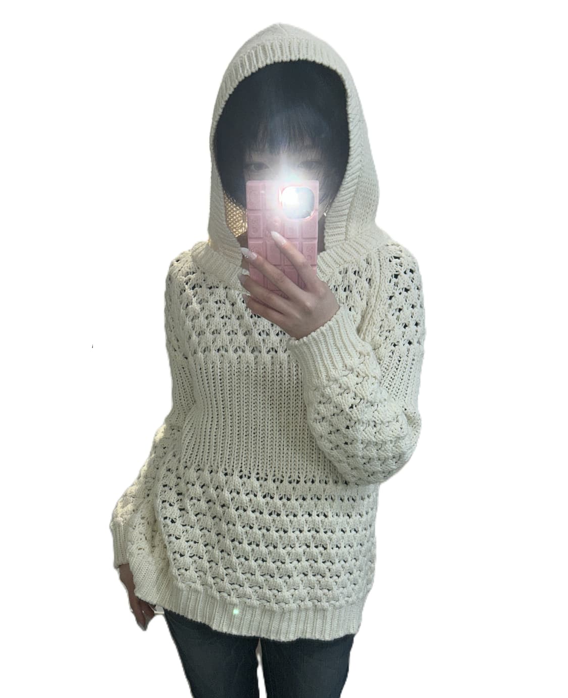 아이보리 크로셰 니트 스웨터 상품이미지1