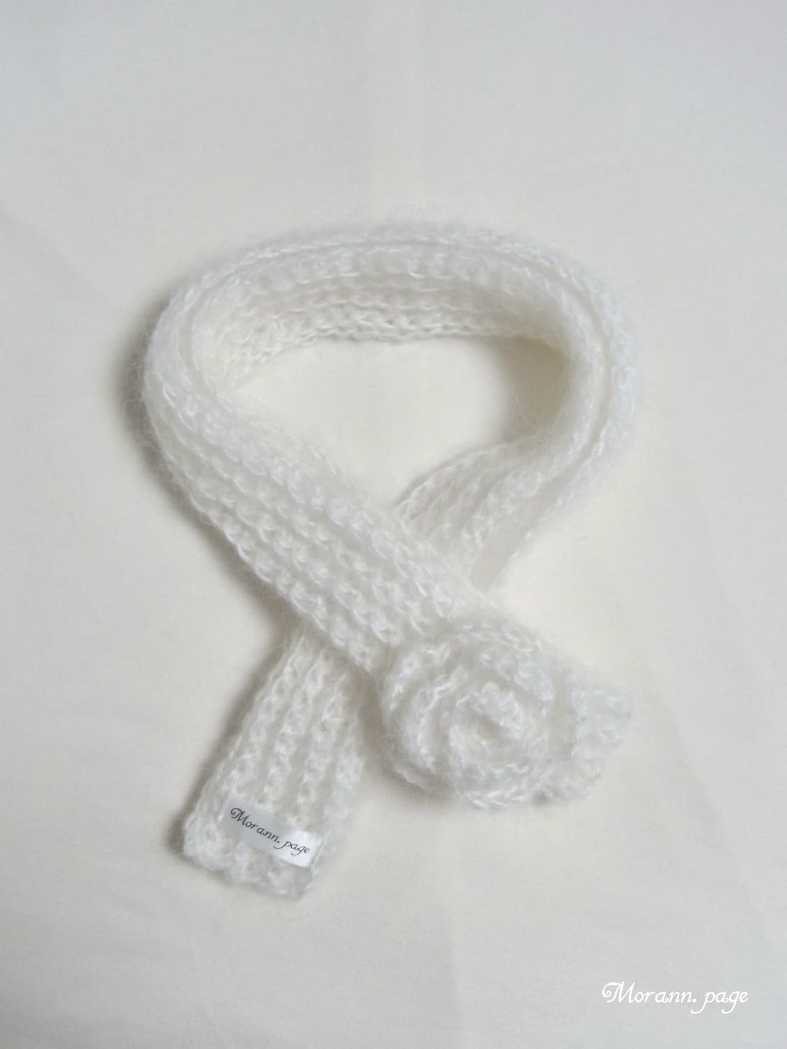 crochet mohair rose scarf white / mega 상품이미지1