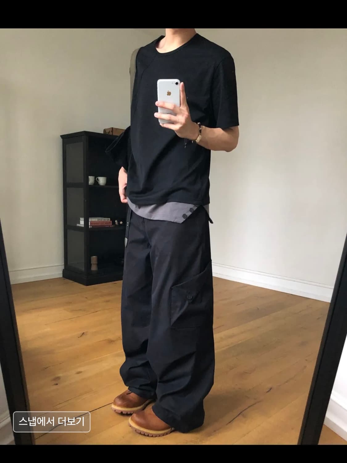 Line layered short sleeve BLACK 상품이미지4