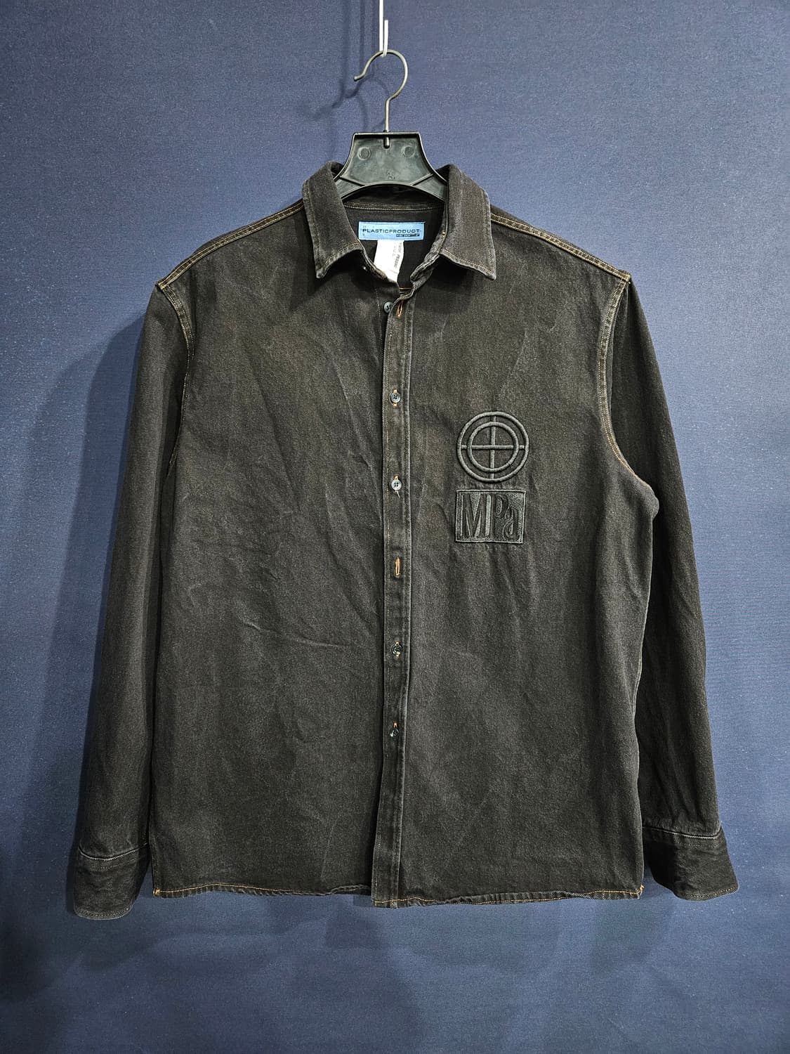 플라스틱 프로덕트 블랙컬러 남성 오버핏 90~95 데님 긴팔셔츠  상품이미지1