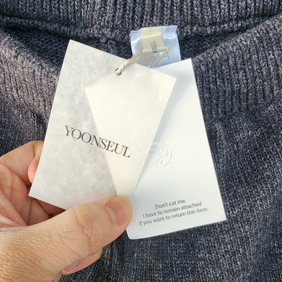 YOONSEUL 니트 반바지 챠콜색 상품이미지3