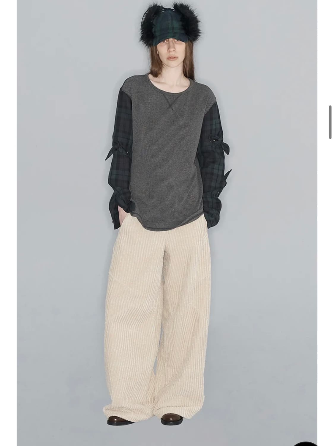 오픈와이와이 코듀로이 와이드레그 팬츠 버건디 상품이미지2