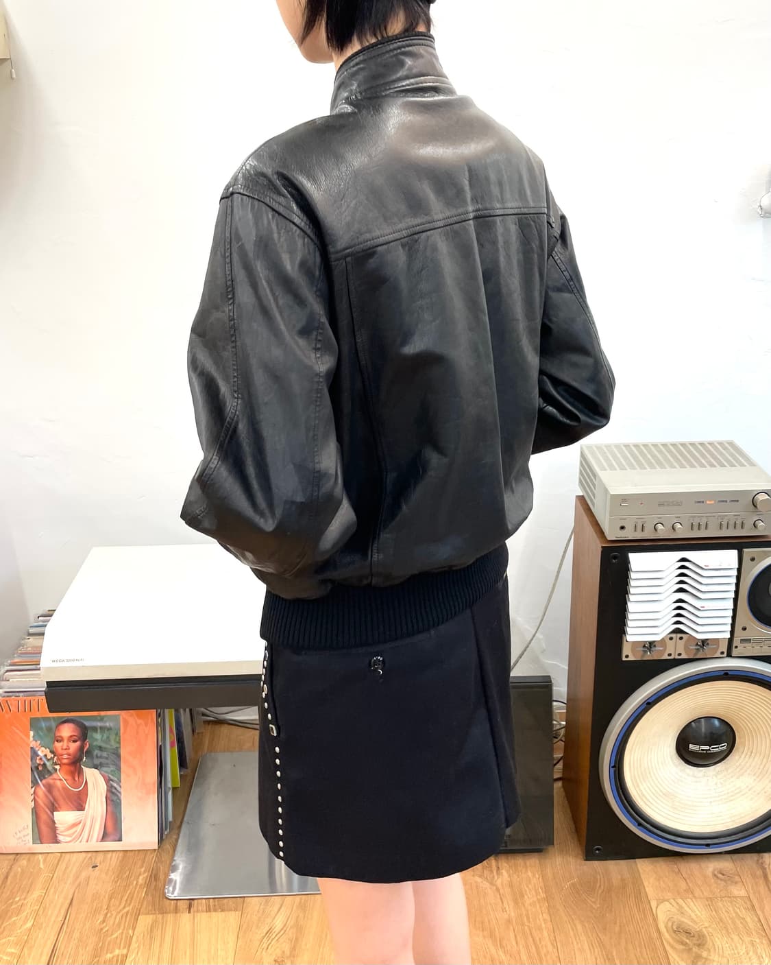 [M] 80s 레더 블루종 자켓 상품이미지6