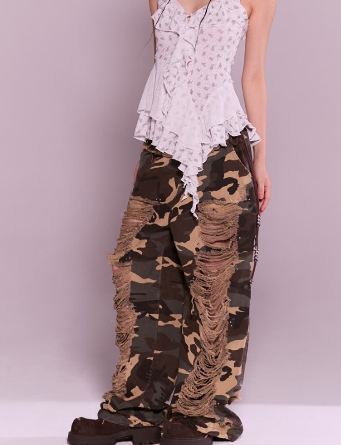 damage pleats pt - camo 상품이미지2