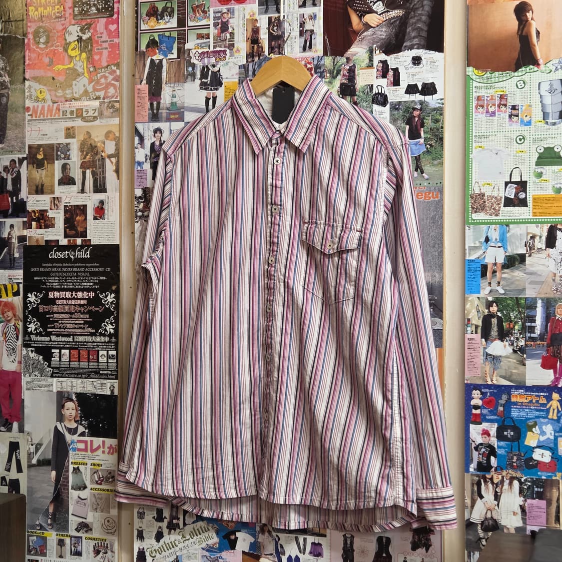 JPN 블루 핑크 스트라이프 셔츠 상품이미지1