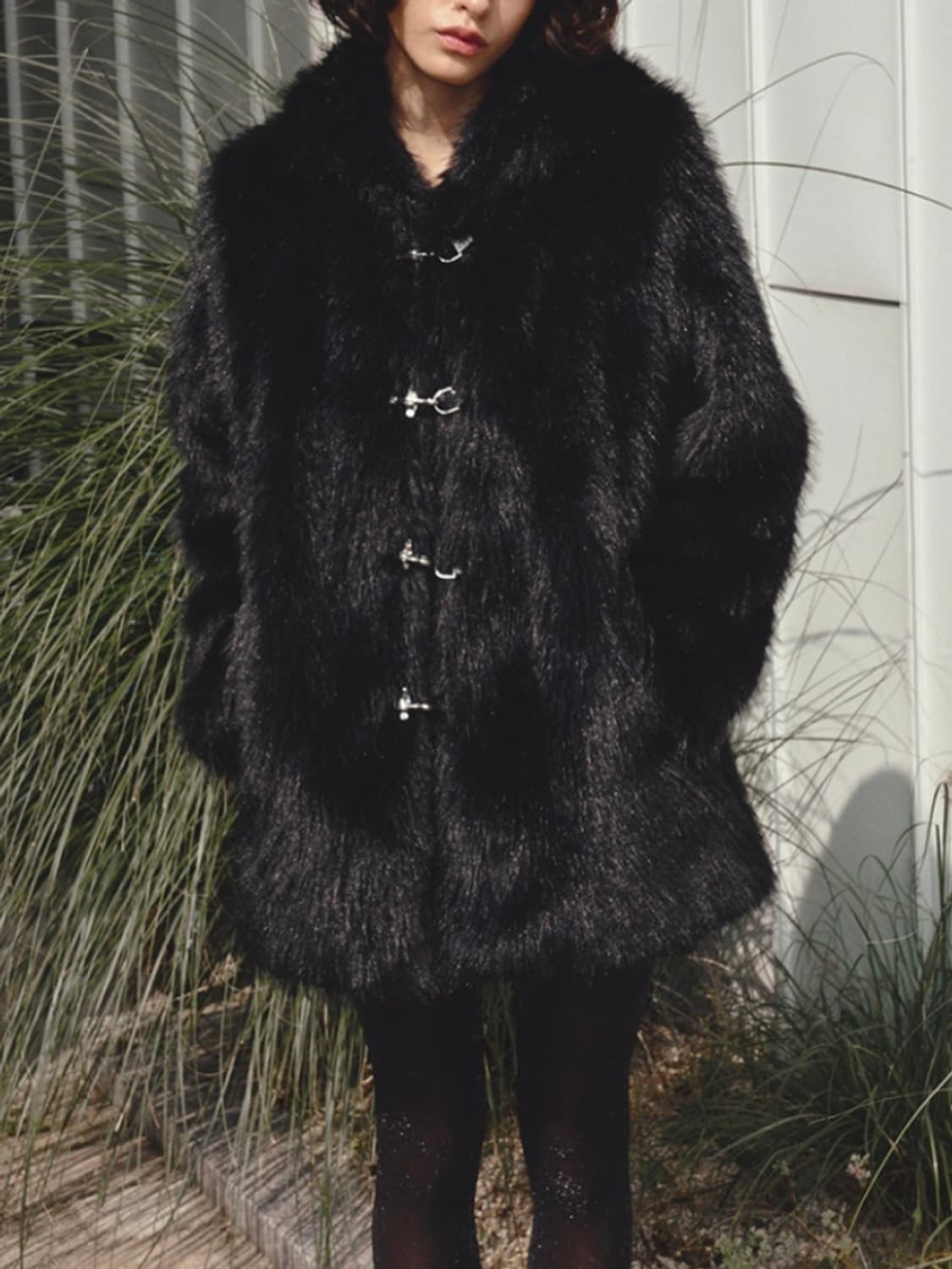 nyxx 후드 퍼 코트 퍼자켓 블랙 상품이미지5