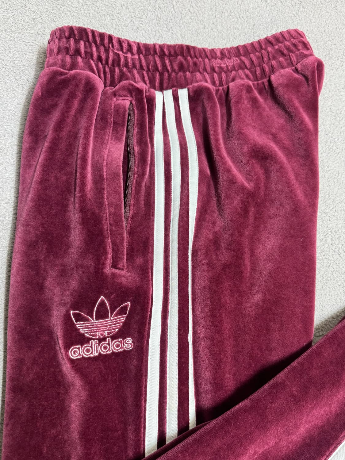 아디다스 벨벳 트레이닝 바지 M 버건디 상품이미지2