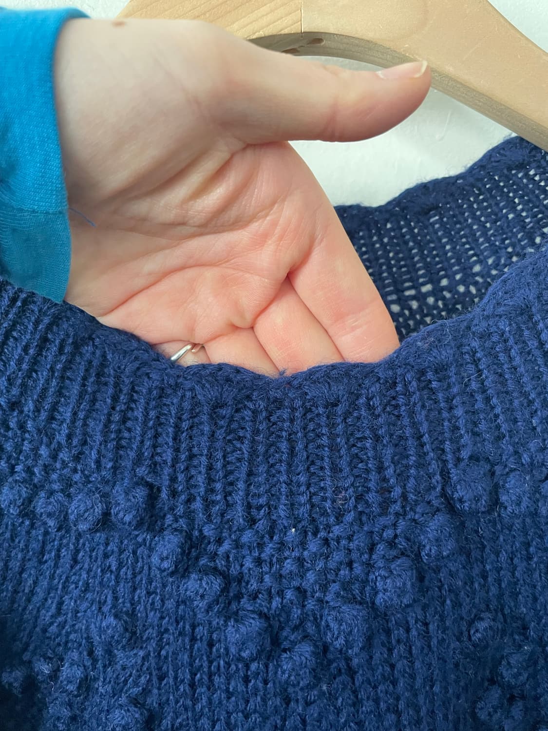 vintage blue pompom scalloped wool knit 상품이미지5