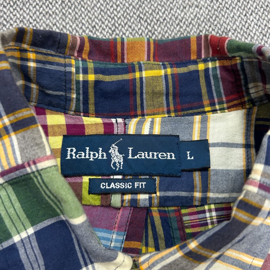 폴로 패치워크 마드라스 체크셔츠(L) 상품이미지2