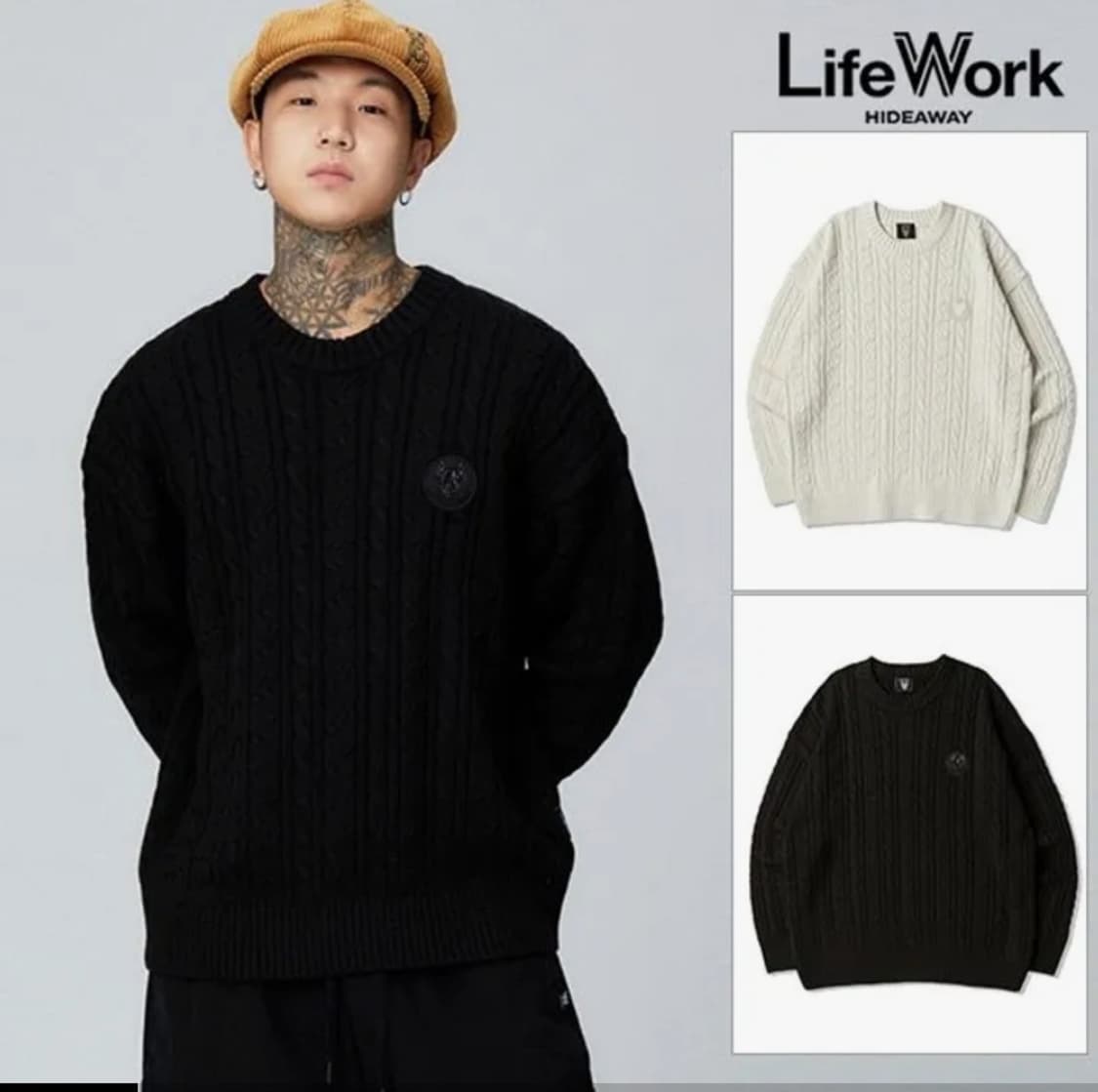 라이프워크 케이블 크루넥 니트 M 상품이미지2