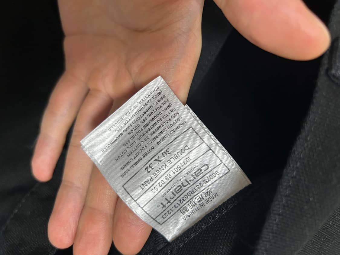 (새상품) 칼하트 WIP 디어본 캔버스 더블 니 팬츠 블랙 린스드 상품이미지5