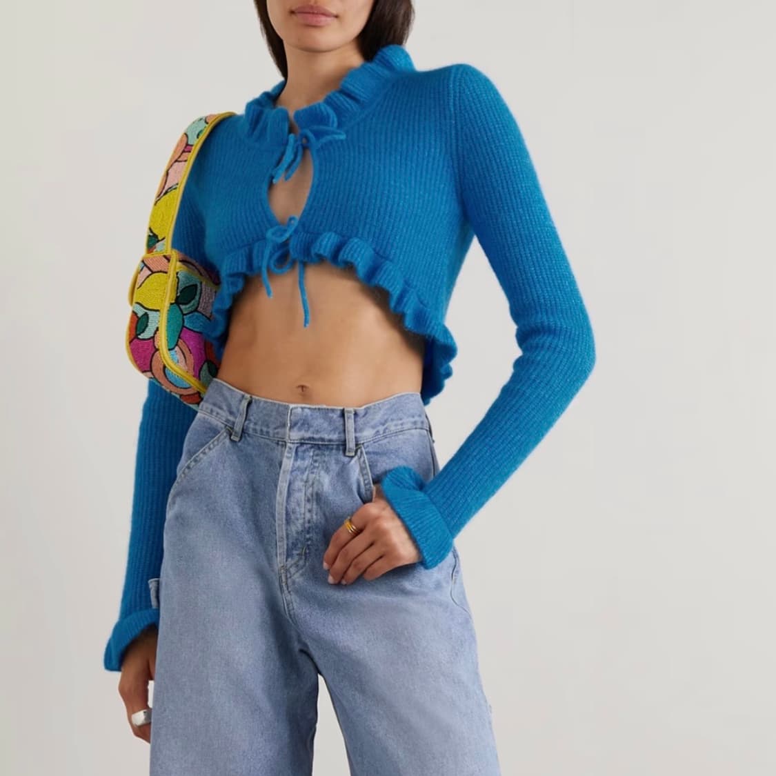 GANNI 가니 러플 크롭 오픈 니트 울 가디건 상품이미지2