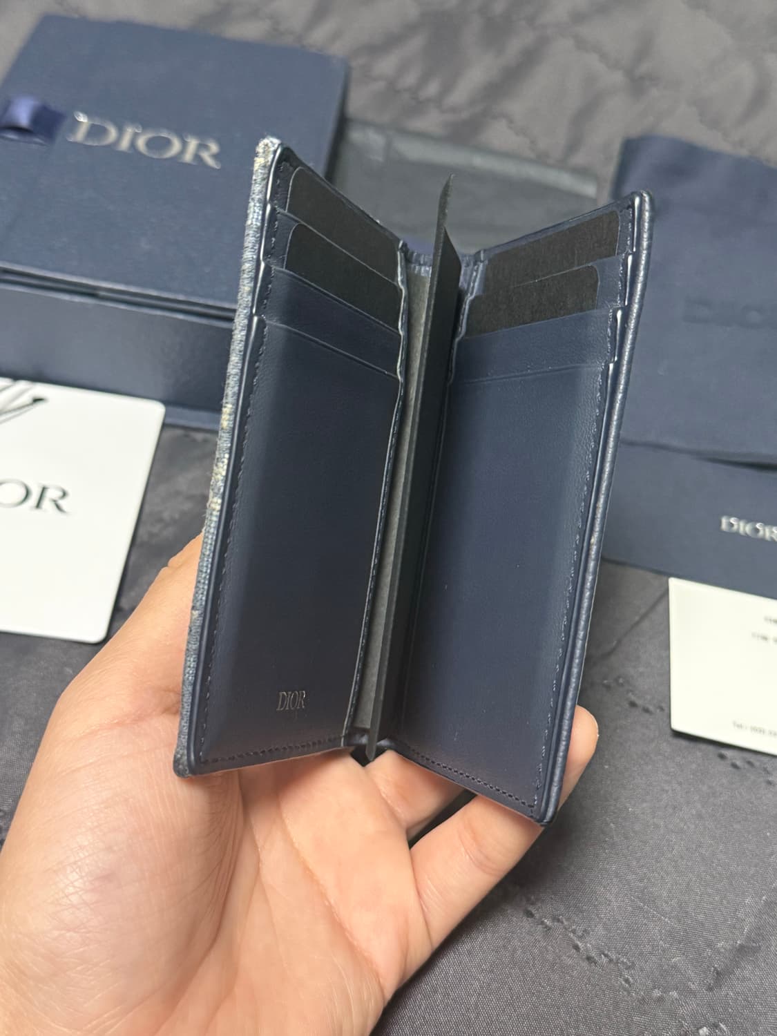 디올 오블리크 자카드 새들 오거나이저 카드지갑 블루 상품이미지5