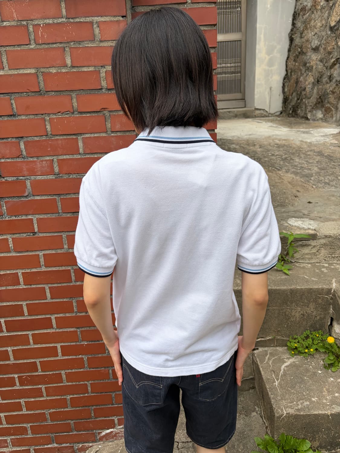 Fred Perry 화이트 배색 PK 셔츠 상품이미지2