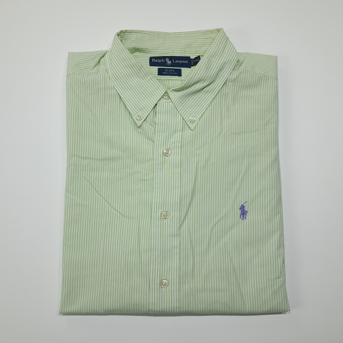 CL439 2XL 폴로 90s 코튼 스트라이프 라이트그린 셔츠 남방 상품이미지8