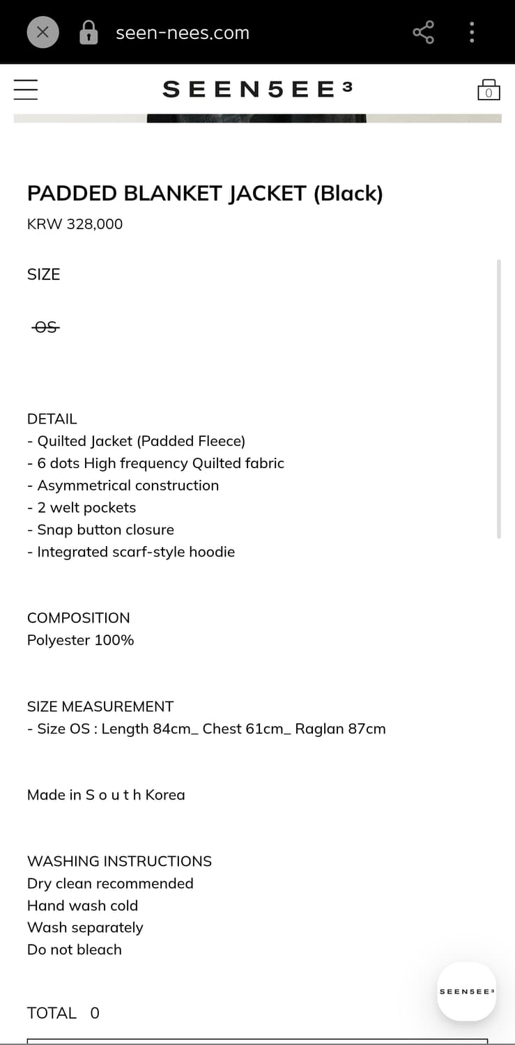 seen padded blanket jacket black 상품이미지2